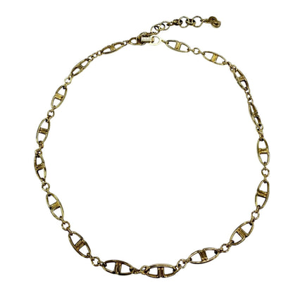 Dior Vintage Metal CD Logo Chain Choker Necklace Gold