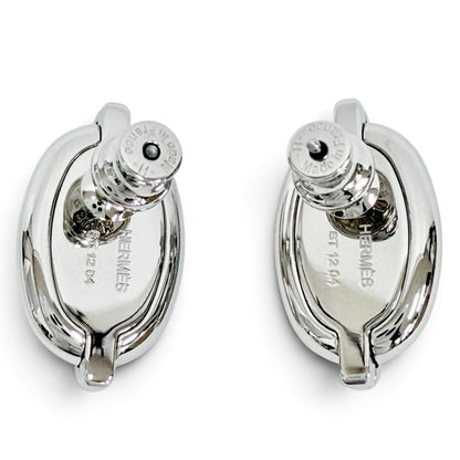 Hermes Mini Maillon Silvery Chaine D'ancre Earrings Silver Black — view 3
