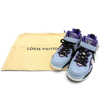 Louis Vuitton LV Trainers 2 Line Suede Leather Marine High Top Sneakers Blue — view 2