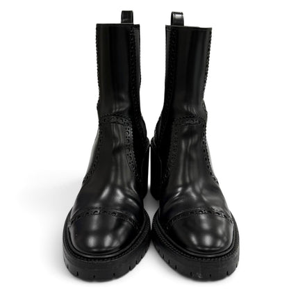 Hermes Lindsay 70 Side Gore Straight Tip Chunky Heel Leather Short Boots Black — view 3