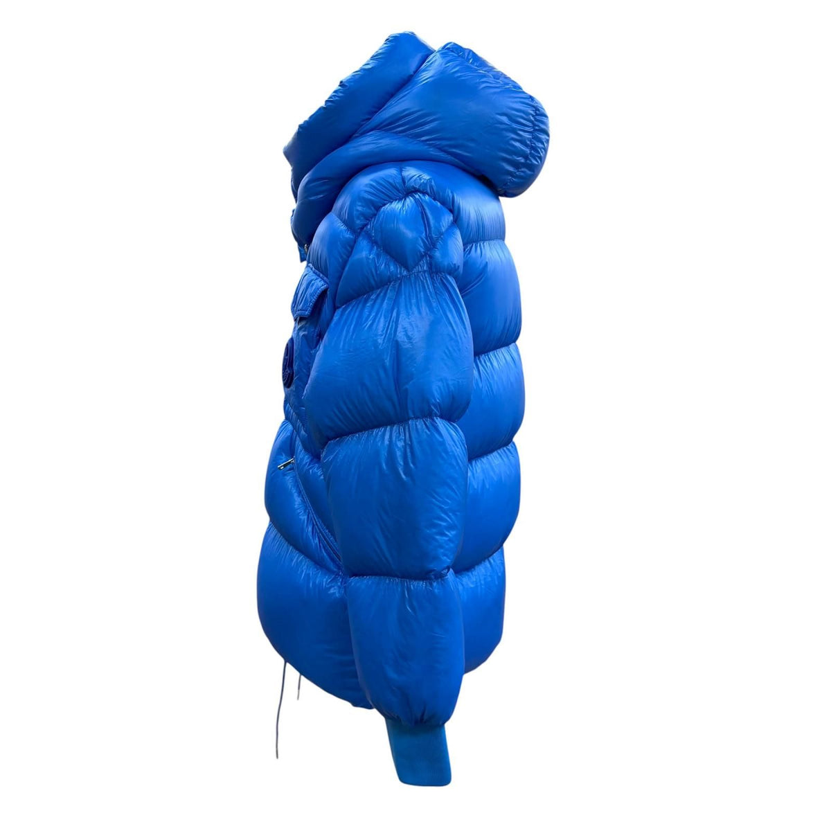 Moncler Lamentin Logo Patch Hooded Double Zip Up Jacket Blue — view 3