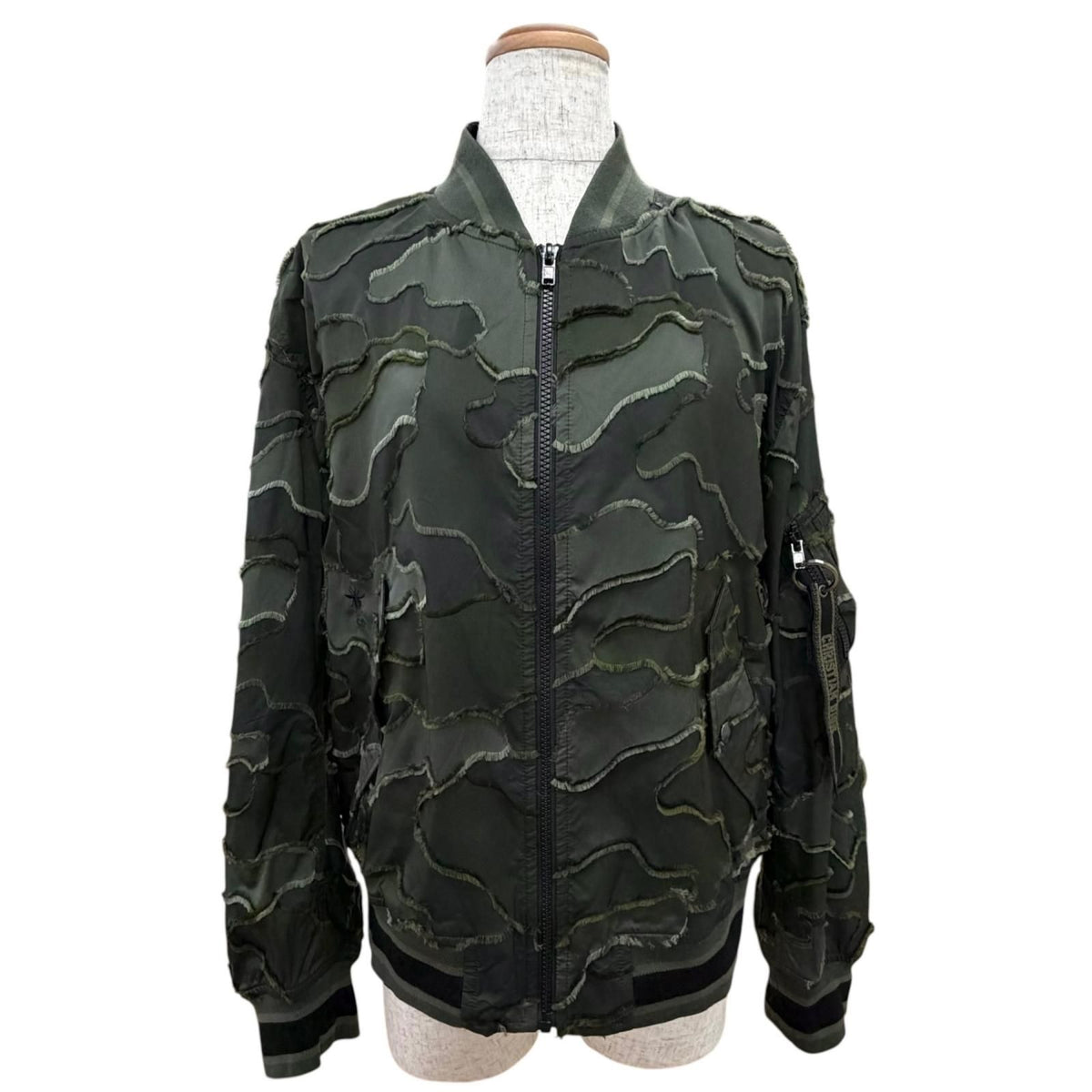 Dior Embroidery Camouflage Jacquard Bomber Jacket Khaki 42