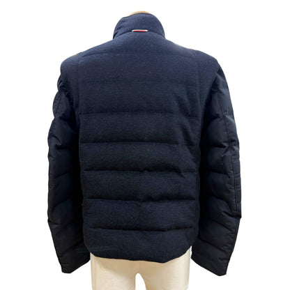 Moncler Gamme Bleu Gum Blue Wool Cashmere Logo Patch Zip Down Jacket Black — view 4