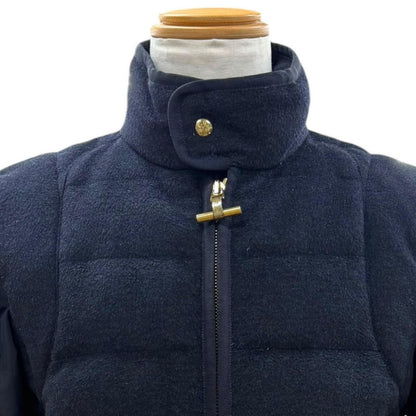 Moncler Gamme Bleu Gum Blue Wool Cashmere Logo Patch Zip Down Jacket Black — view 2