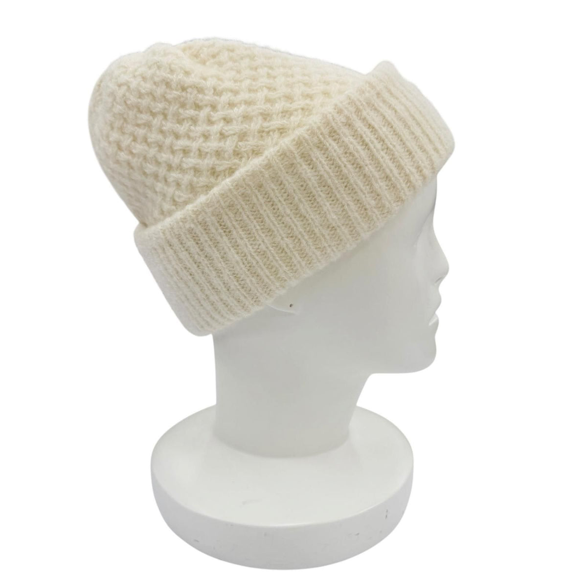Chanel Cashmere Silk CC Logo Embroidery Beanie Knit Cap Ivory Hat — view 4