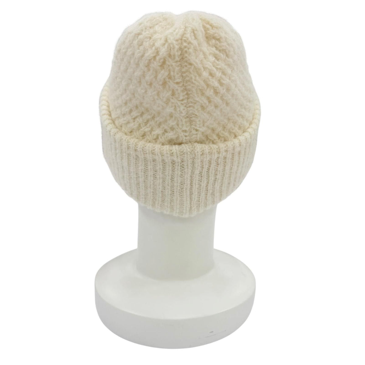 Chanel Cashmere Silk CC Logo Embroidery Beanie Knit Cap Ivory Hat — view 3