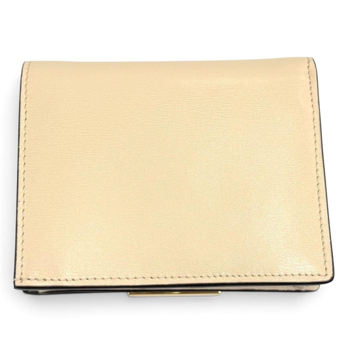 Fendi FF Lining Pecan Leather Small Wallet Bifold Beige Gold — view 3