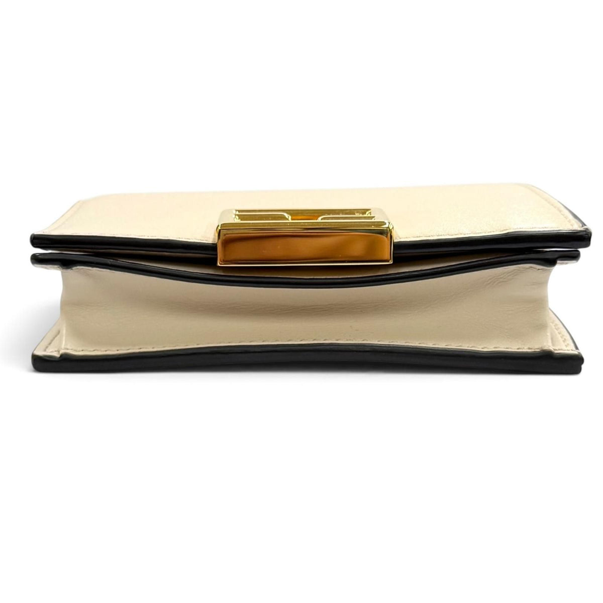 Fendi FF Lining Pecan Leather Small Wallet Bifold Beige Gold — view 4