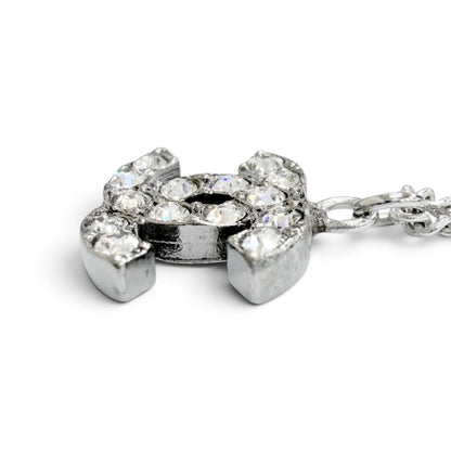 Chanel Vintage 06P CC Logo Rhinestone Necklace Silver — view 6