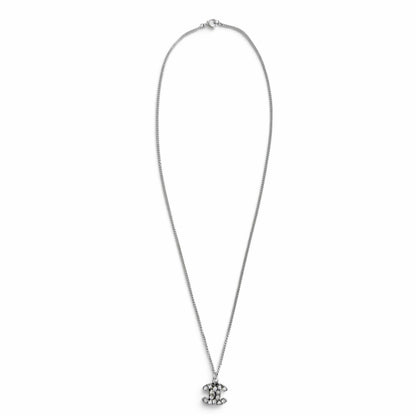 Chanel Vintage 06P CC Logo Rhinestone Necklace Silver — view 4