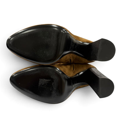 Saint Laurent Side Zip Belt Suede Leather Short Boots Brown — view 3