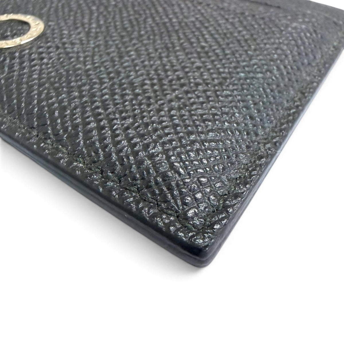 Bvlgari Gray Leather Business Card Case Black Silver — view 6