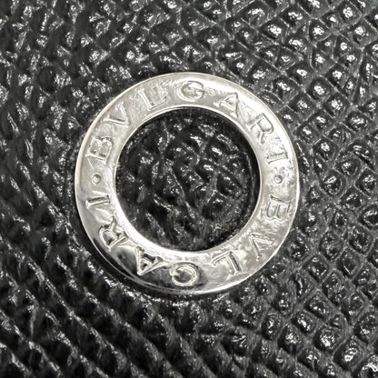 Bvlgari Gray Leather Business Card Case Black Silver — view 7