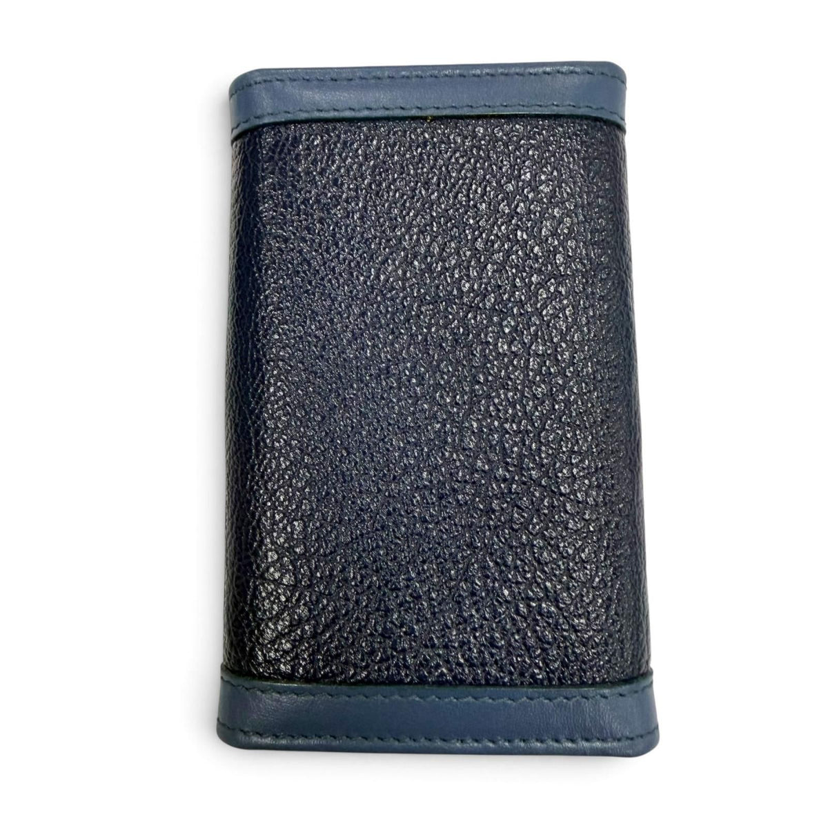 Bvlgari Doppio Tondo Leather Key Case Navy Gold Key Holder — view 3