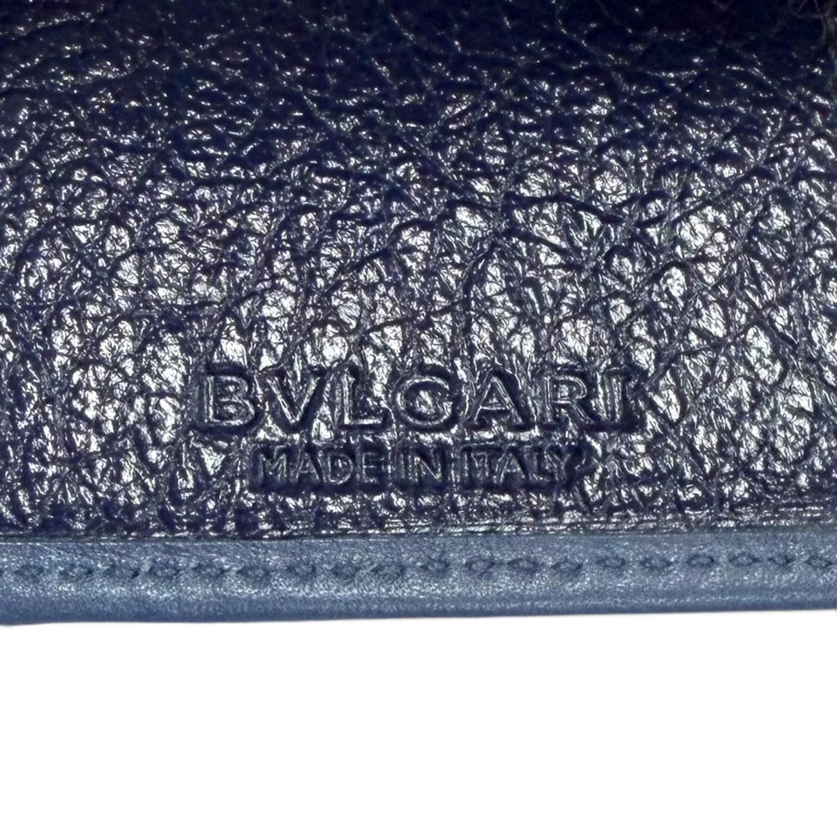 Bvlgari Doppio Tondo Leather Key Case Navy Gold Key Holder — view 8