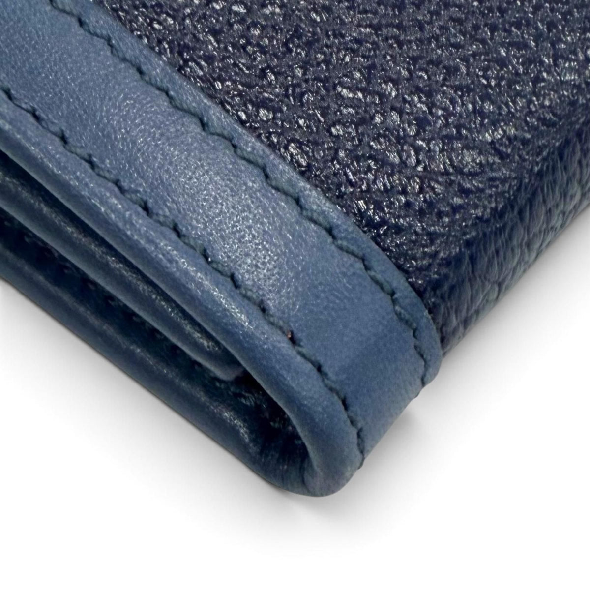Bvlgari Doppio Tondo Leather Key Case Navy Gold Key Holder — view 4