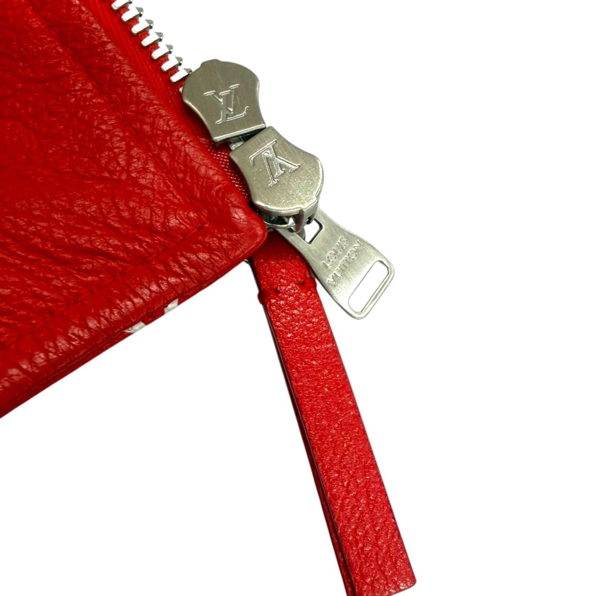 Louis Vuitton Supreme LV Leather Baseball Jacket Goat Monogram Bomber Red White — view 7