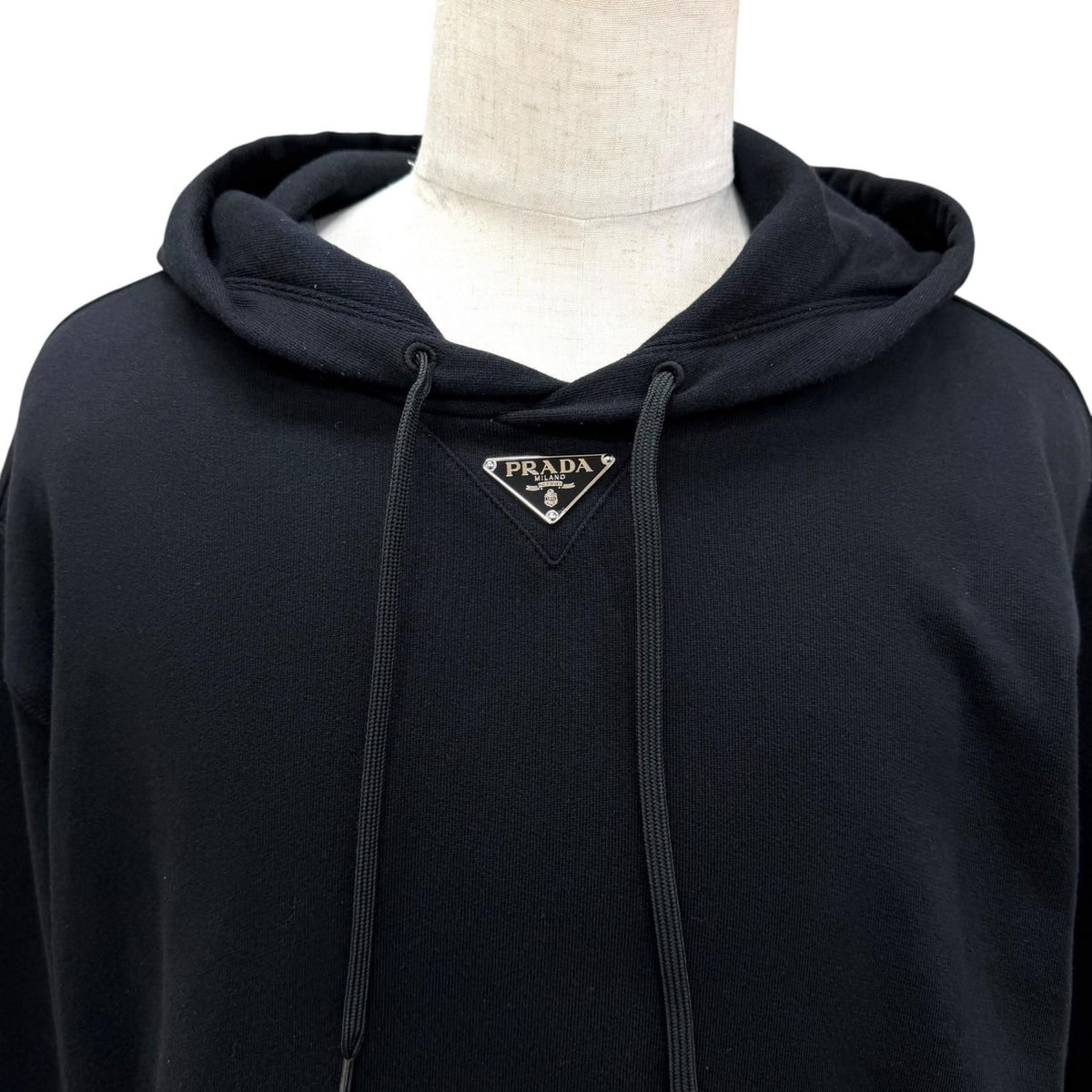 Prada Re-Nylon Triangle Logo Pullover Hoodie Black XL — view 2