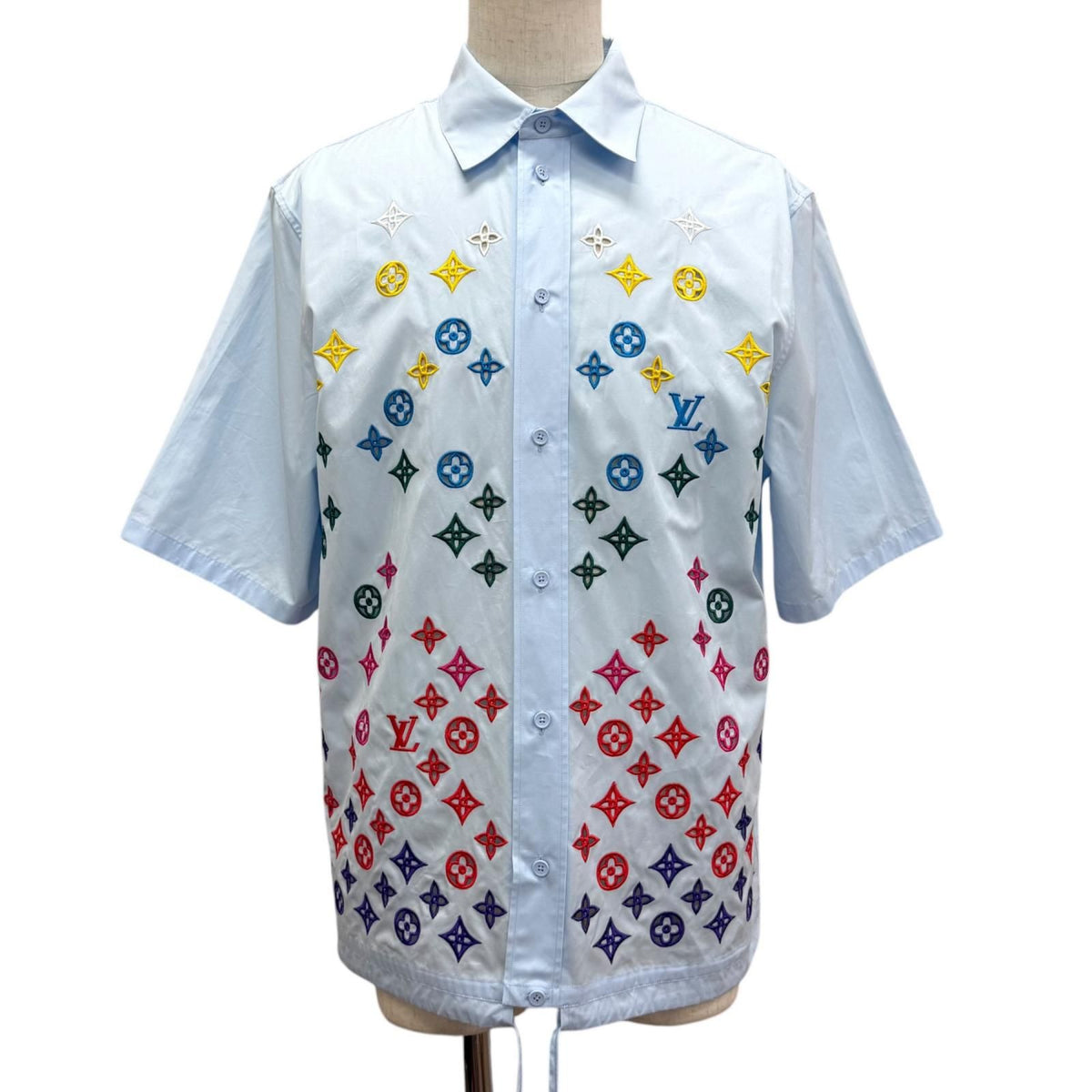 Louis Vuitton Monogram Flower Embroidery Short Sleeve Shirt
