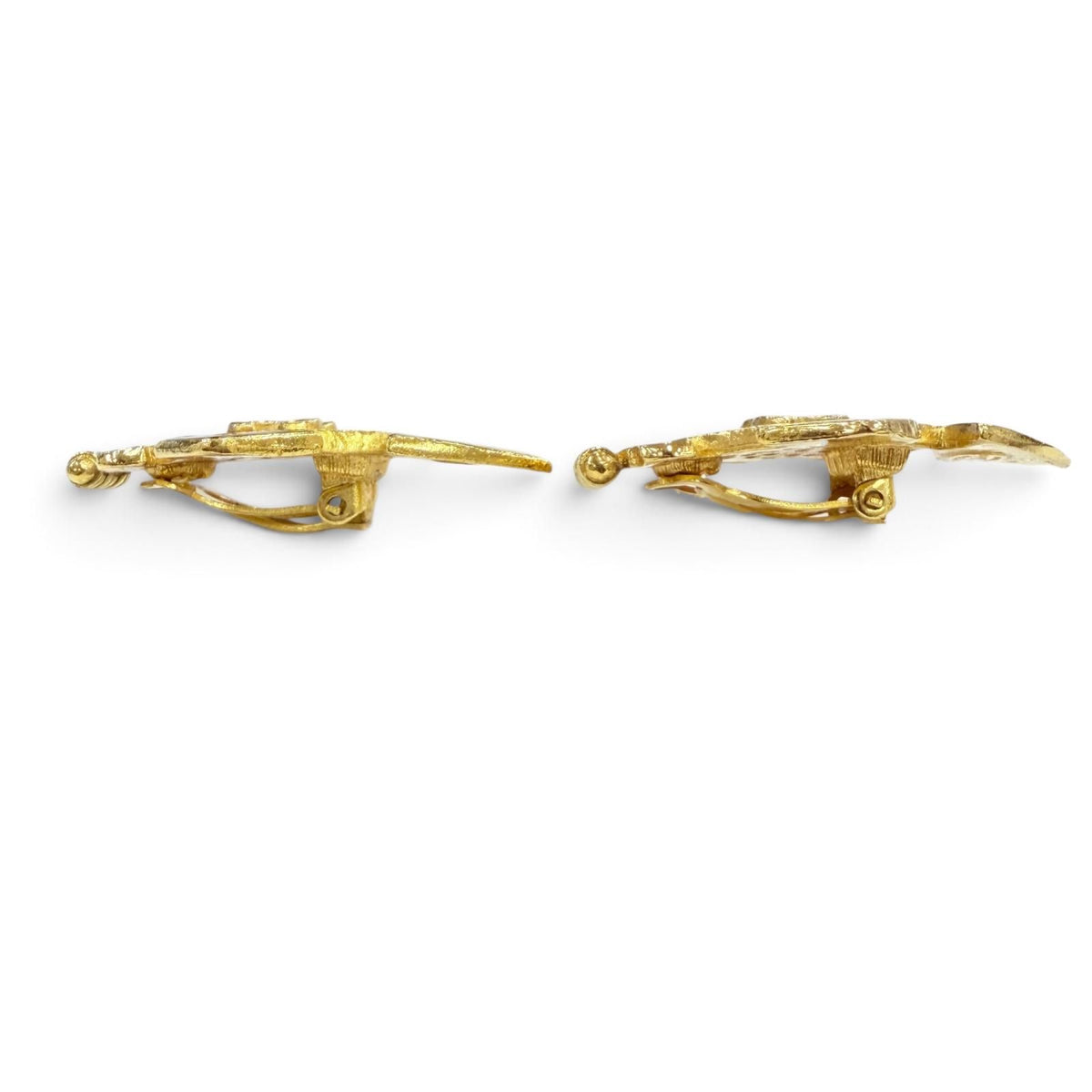 Chanel Vintage 04P Metal CC Logo Cross Motif Earrings Gold — view 3