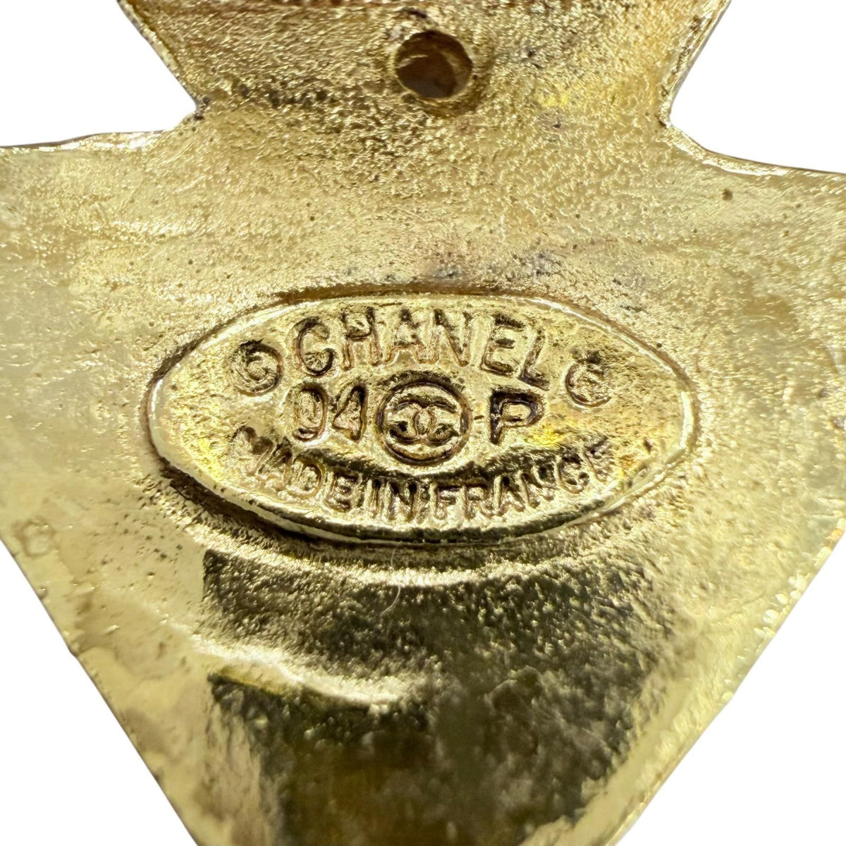 Chanel Vintage 04P Metal CC Logo Cross Motif Earrings Gold — view 6