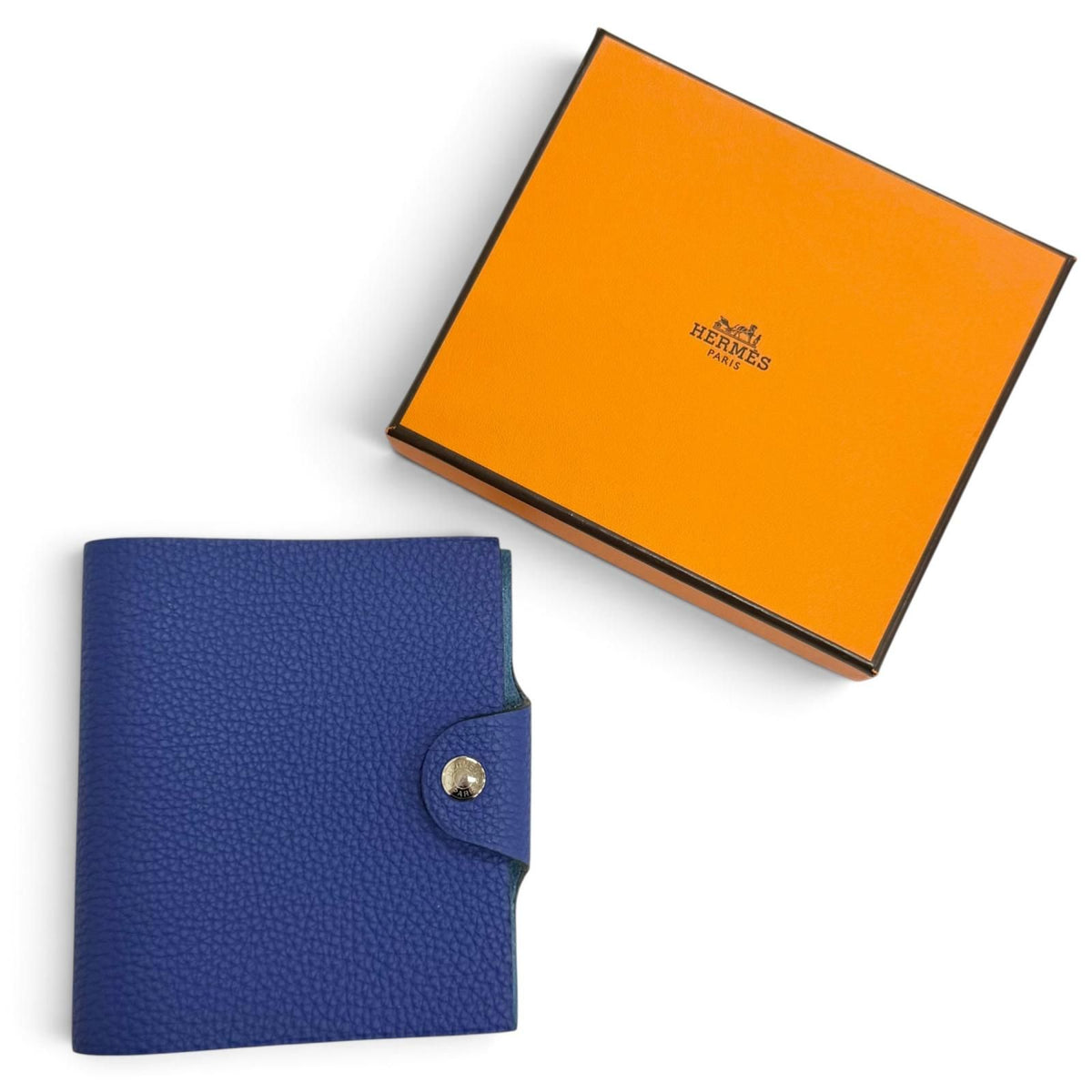 Hermes Ulysse Mini Note Cover Togo Bleu Brighton Clou de Selle Snap Button — view 2