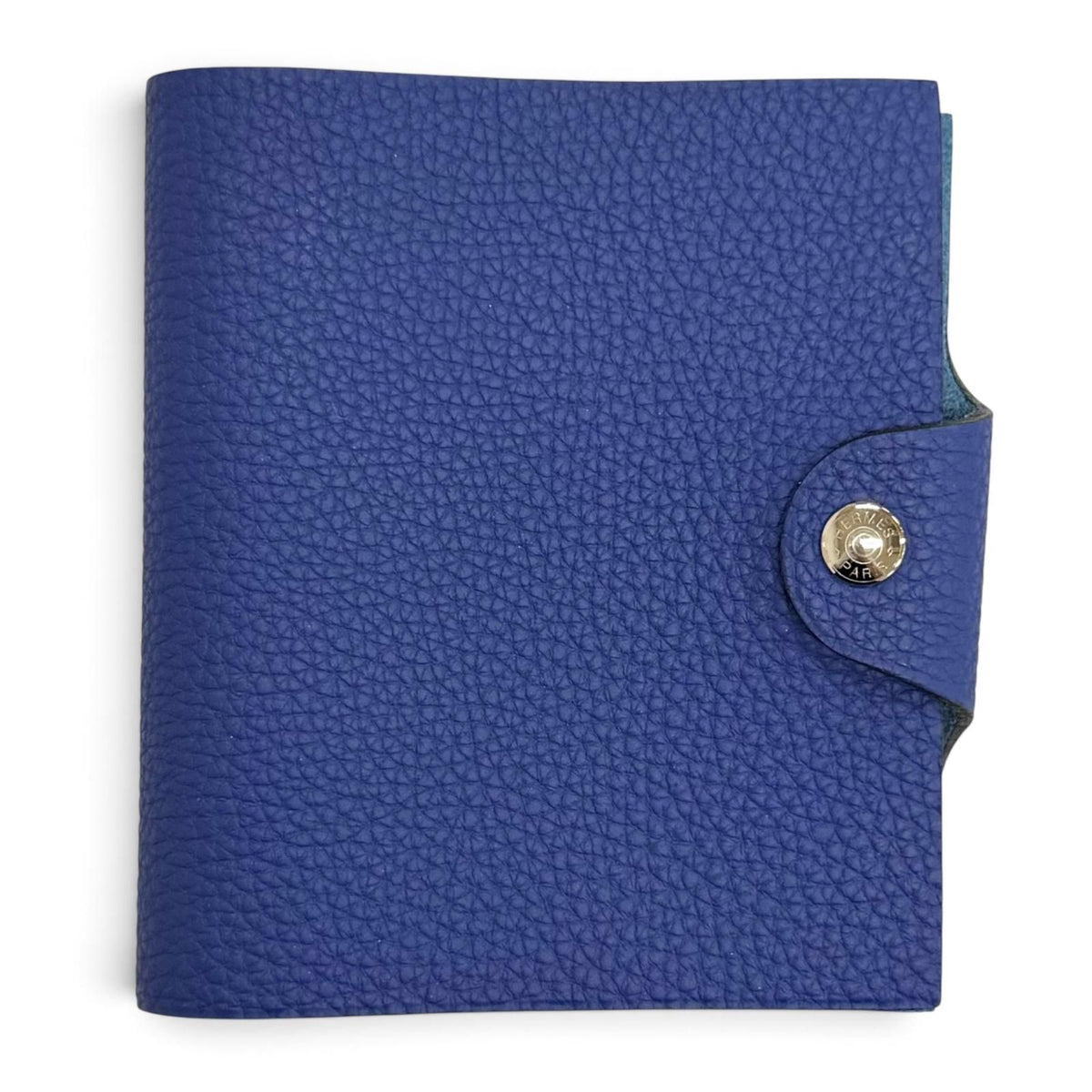 Hermes Ulysse Mini Note Cover Togo Bleu Brighton Clou de Selle Snap Button