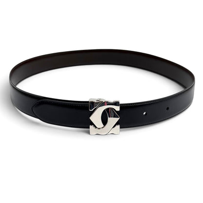 Cartier Reversible 2C Buckle Leather Belt Black Brown Silver — view 3