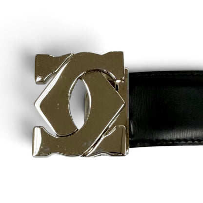 Cartier Reversible 2C Buckle Leather Belt Black Brown Silver — view 6