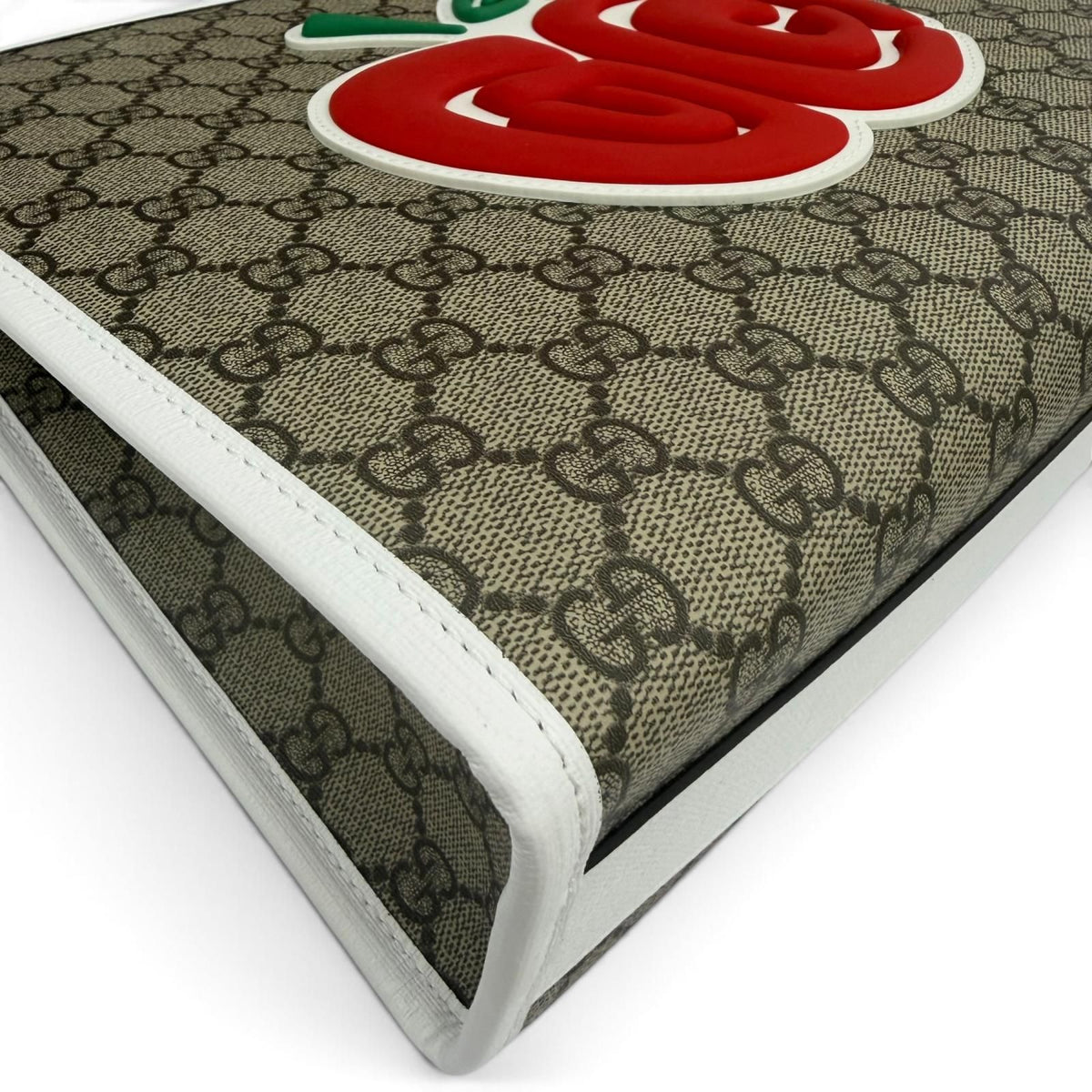 Gucci GG Supreme Children's Rubber Apple Tote Bag Beige White Red — view 7