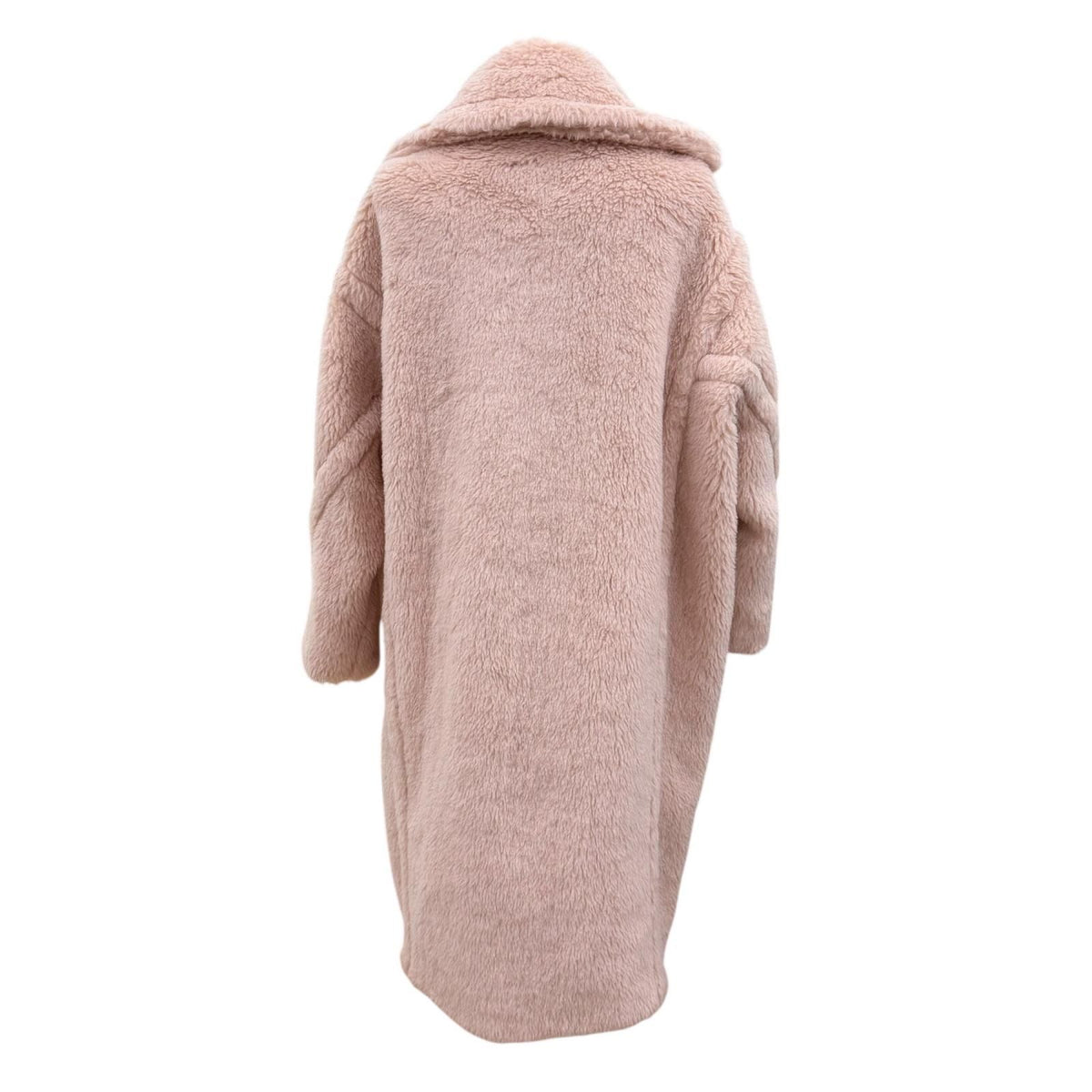 Max Mara Teddy Bear Alpaca Silk Blend Long Length Coat Pink Beige XS — view 4