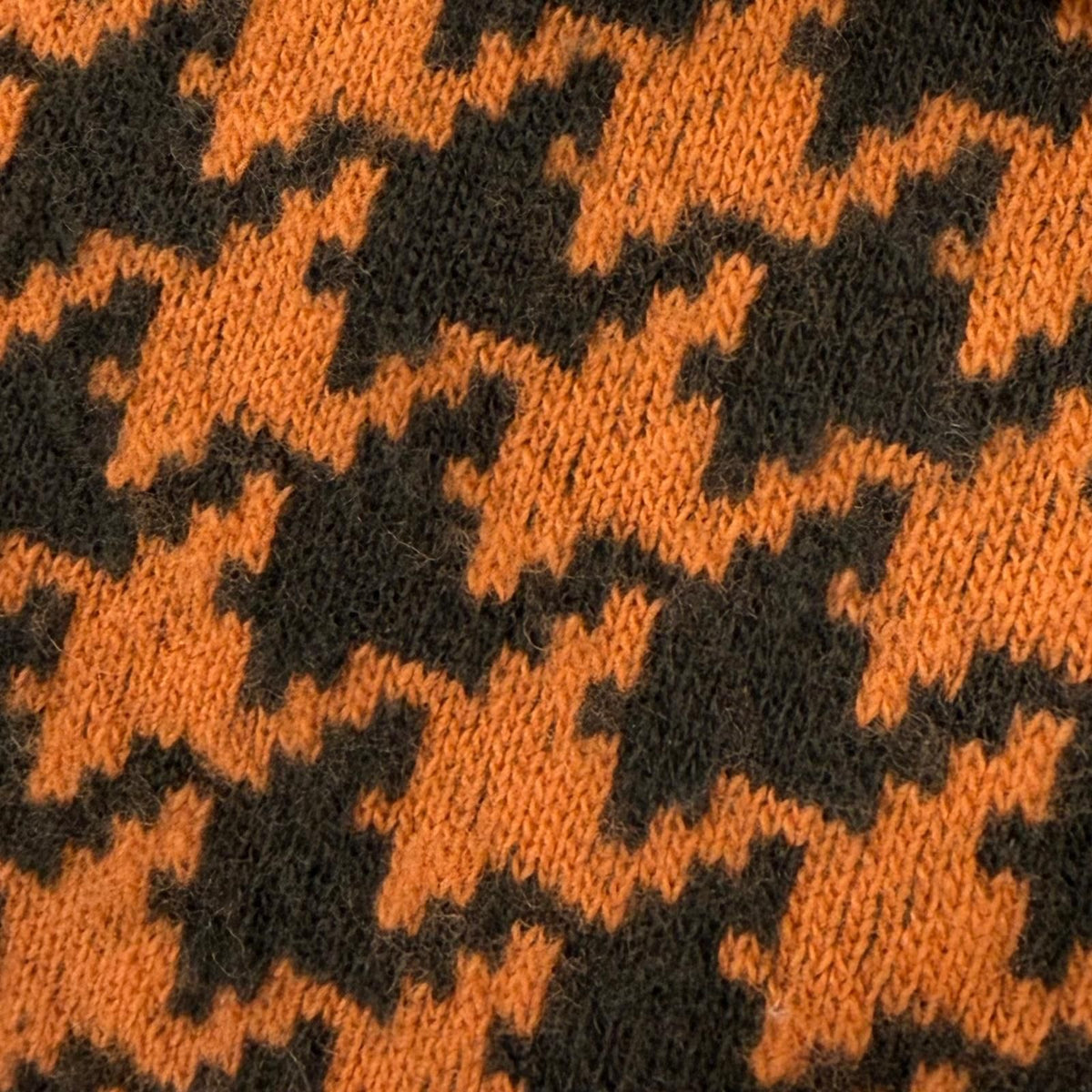Hermes Wool Cashmere Houndstooth Knit Gilet Vest Orange Dark Brown XL — view 5