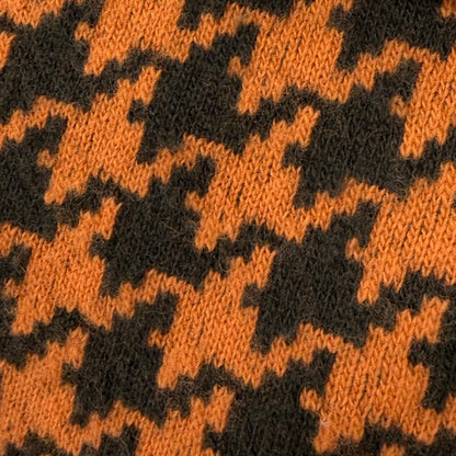 Hermes Wool Cashmere Houndstooth Knit Gilet Vest Orange Dark Brown XL — view 5