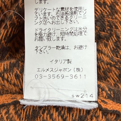Hermes Wool Cashmere Houndstooth Knit Gilet Vest Orange Dark Brown XL — view 8