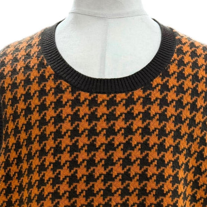 Hermes Wool Cashmere Houndstooth Knit Gilet Vest Orange Dark Brown XL — view 2