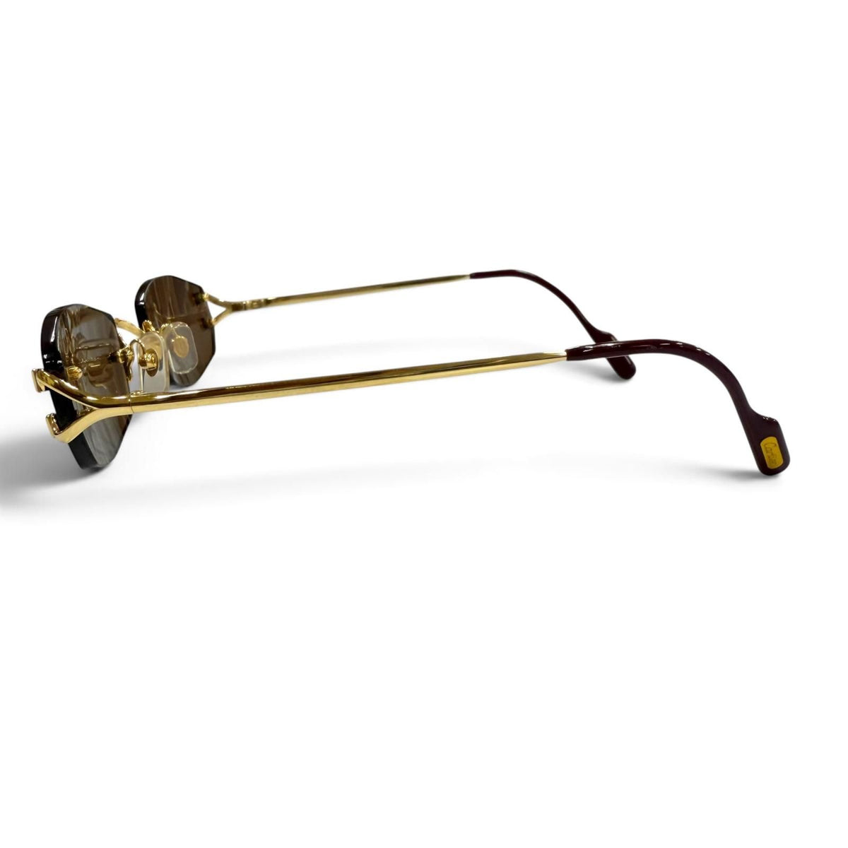 Cartier 2C Decor Rimless Two Point Eyewear Sunglasses Gold Bordeaux 22 135 Demo — view 3