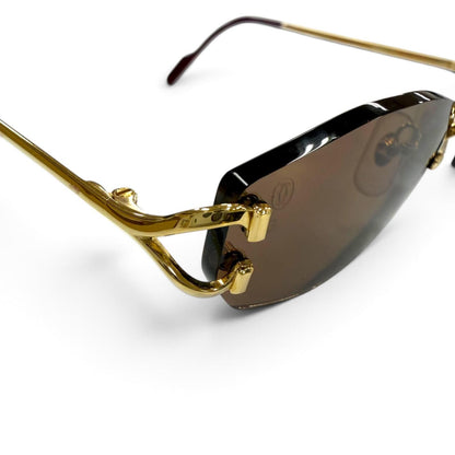 Cartier 2C Decor Rimless Two Point Eyewear Sunglasses Gold Bordeaux 22 135 Demo — view 7