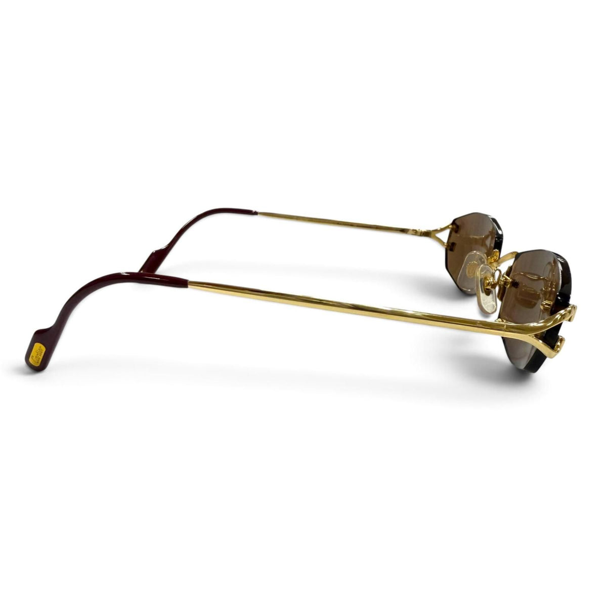 Cartier 2C Decor Rimless Two Point Eyewear Sunglasses Gold Bordeaux 22 135 Demo — view 4