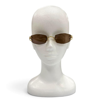 Cartier 2C Decor Rimless Two Point Eyewear Sunglasses Gold Bordeaux 22 135 Demo — view 2