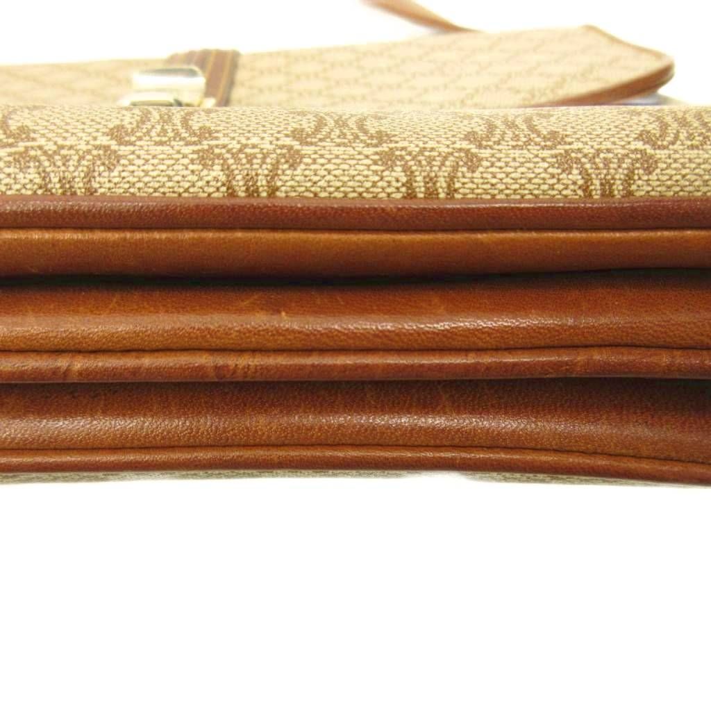 Celine Shoulder Bag Macadam Pattern Leather Brown Beige — view 8