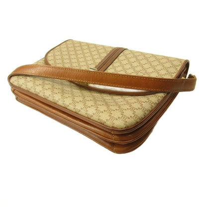 Celine Shoulder Bag Macadam Pattern Leather Brown Beige — view 3