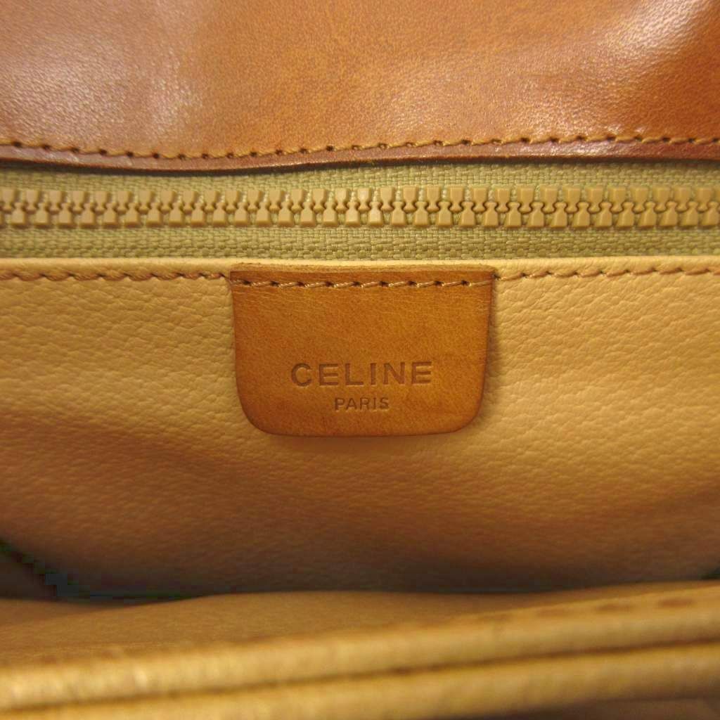Celine Shoulder Bag Macadam Pattern Leather Brown Beige — view 6