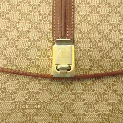 Celine Shoulder Bag Macadam Pattern Leather Brown Beige — view 7