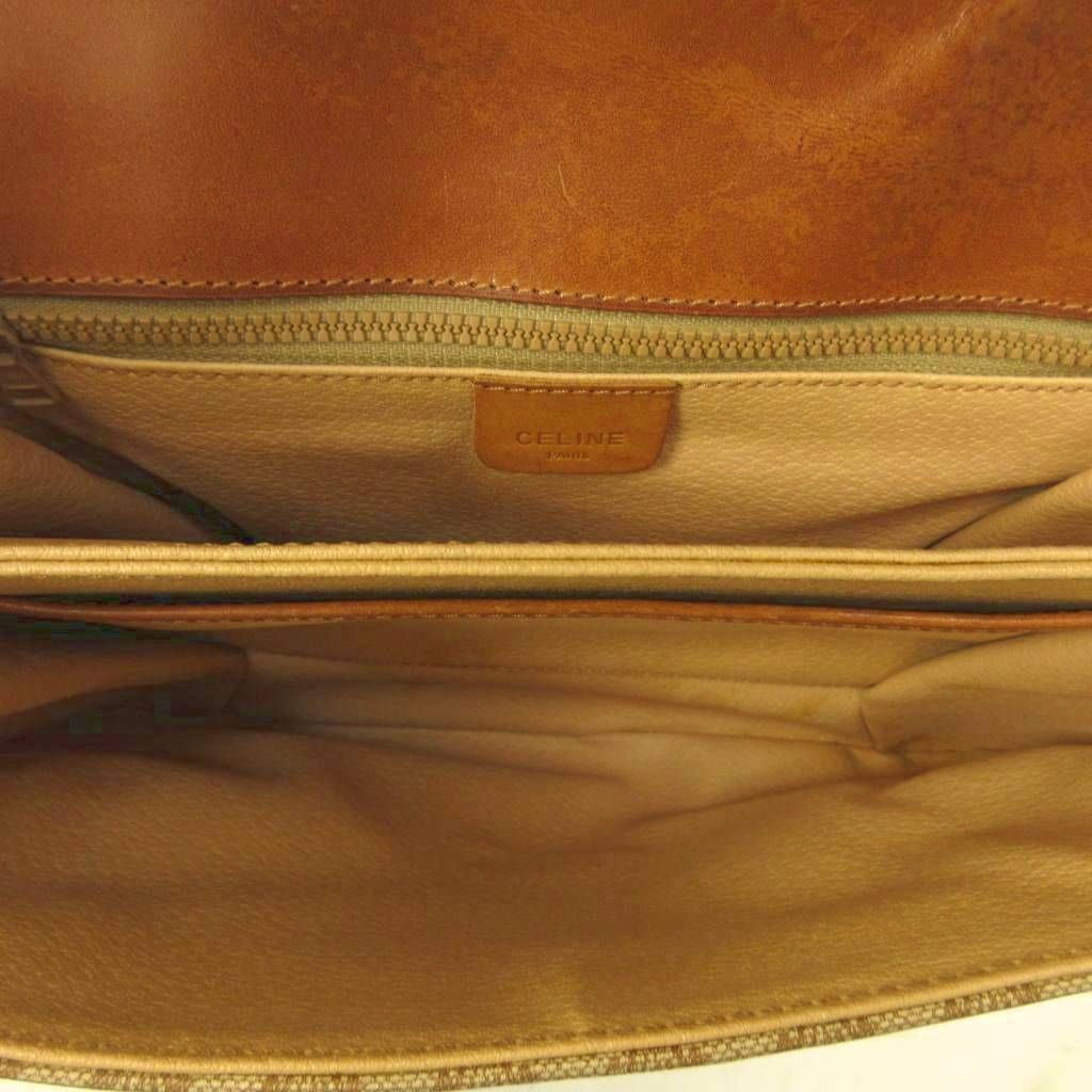 Celine Shoulder Bag Macadam Pattern Leather Brown Beige — view 5