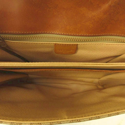 Celine Shoulder Bag Macadam Pattern Leather Brown Beige — view 5
