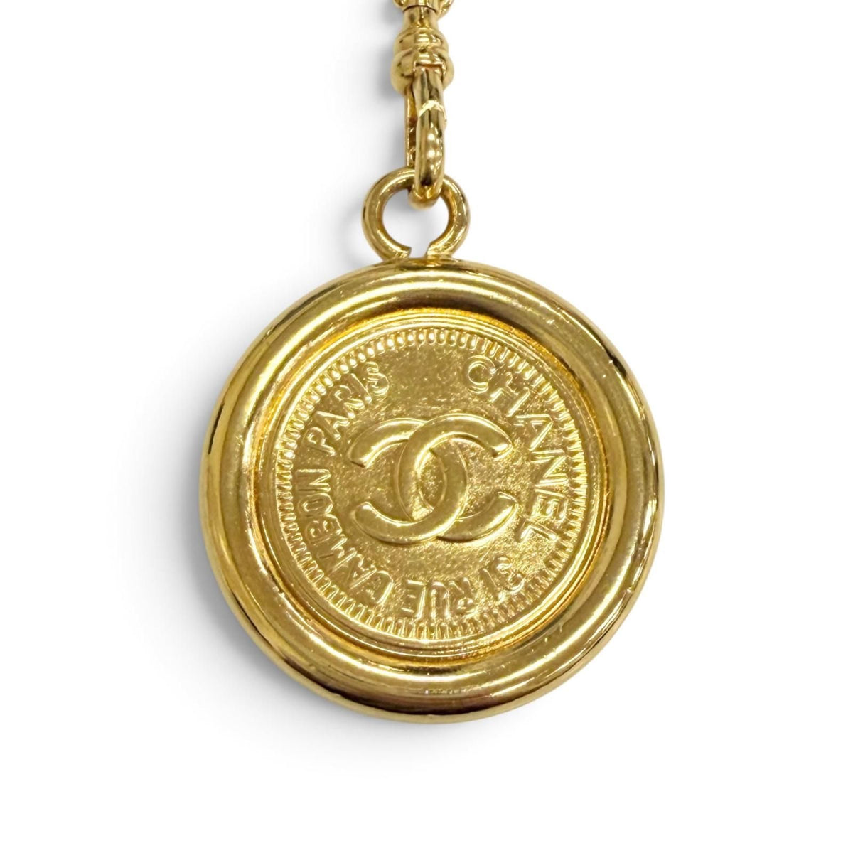 Chanel Vintage 94P CC Logo Coin Motif Plate Chain Belt Gold — view 5
