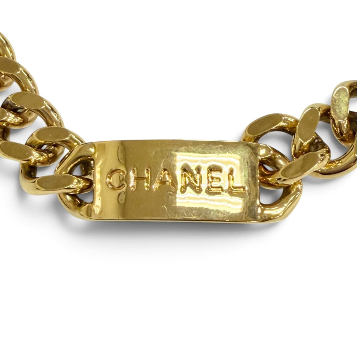 Chanel Vintage 94P CC Logo Coin Motif Plate Chain Belt Gold — view 6