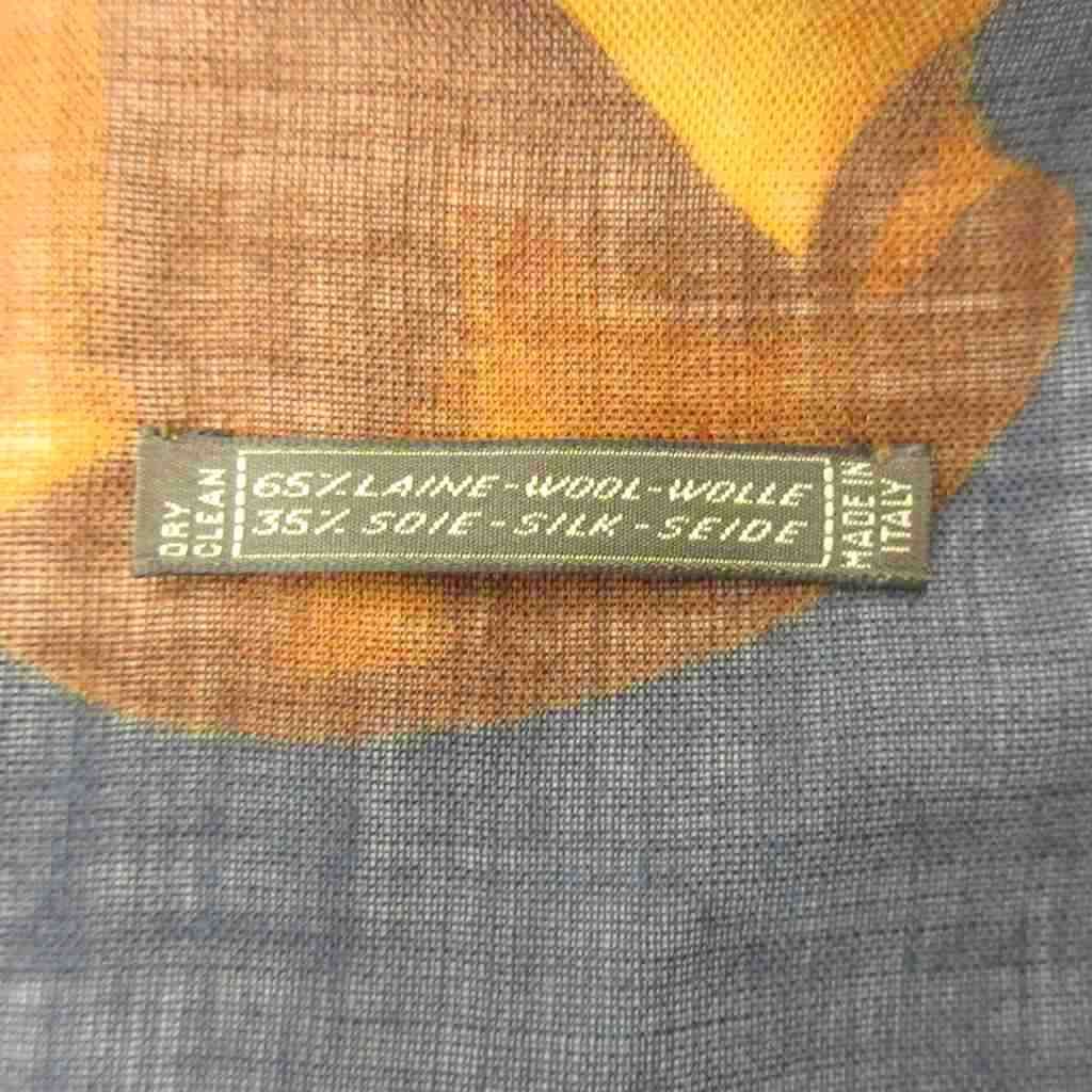 Celine Scarf Large All Over Print Fringe Wool Silk Blend Navy — view 6
