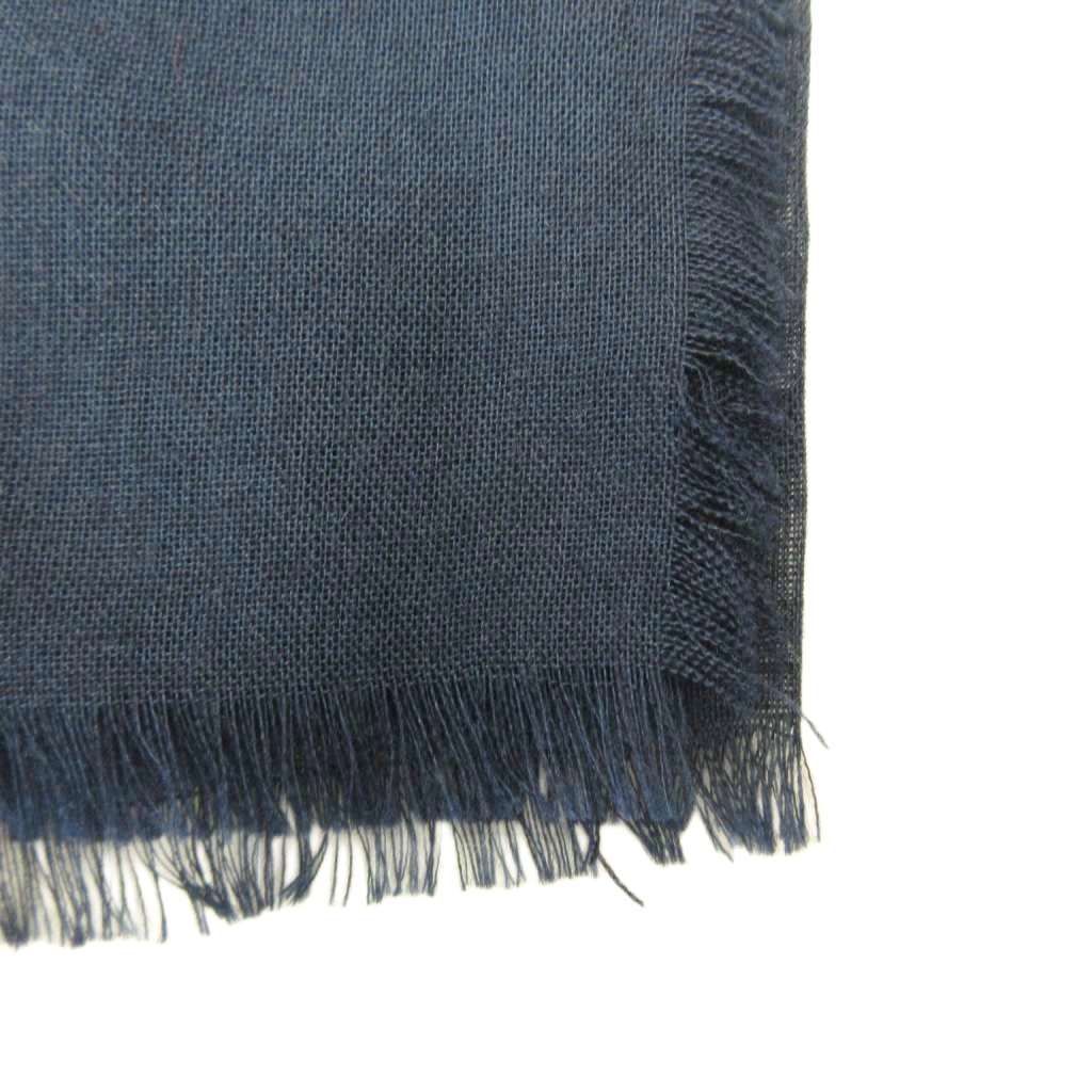 Celine Scarf Large All Over Print Fringe Wool Silk Blend Navy — view 5