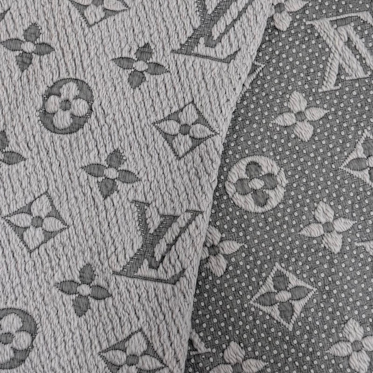 Louis Vuitton Logomania Scarf Wool Silk Gray Perlee — view 4